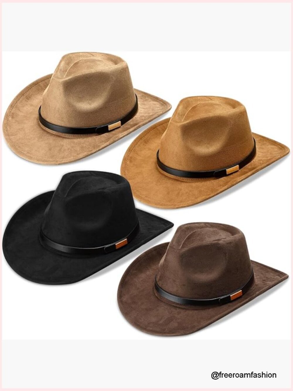 Western Felt Cowboy Hat 4 Pack Wide Brim Cowgirl Cap for Adults